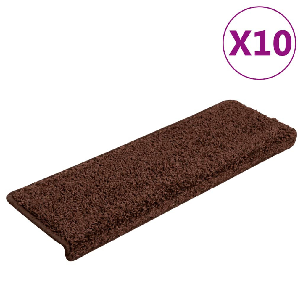 Prostirke za stepenice 10 kom 65x21x4 cm smeđe pravokutne rubove