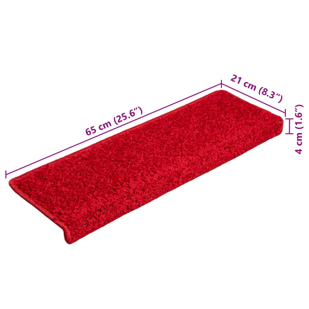 Prostirke za stepenice 10 kom 65x21x4 cm crvene pravokutne rubove