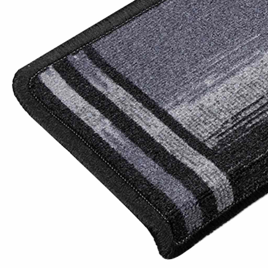 Otirači za stepenice samoljepljivi 10 kom 65x21x4 cm crno-sivi