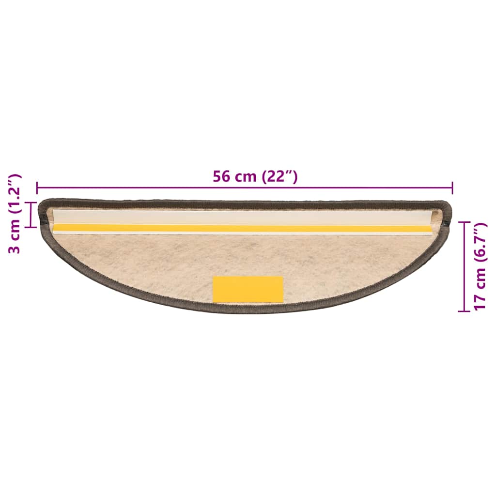 Samoljepljivi otirači za stepenice 15 kom 56x17x3 cm sivi/bež