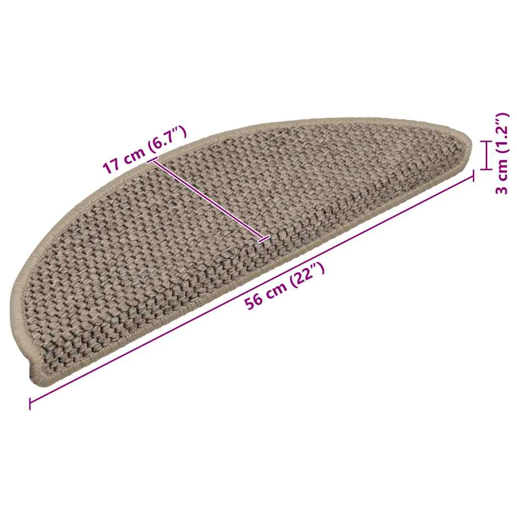 Samoljepljivi otirači za stepenice 15 kom 56x17x3 cm tamnobež
