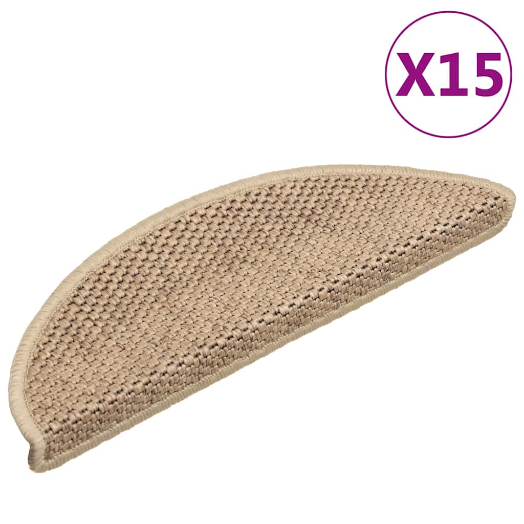 Samoljepljivi otirači za stepenice 15kom 56x17x3cm boja pijeska
