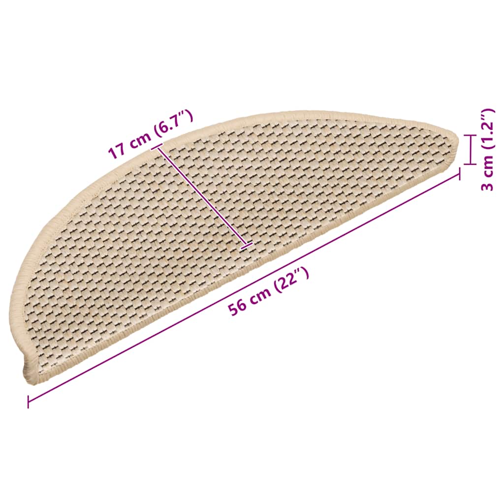Samoljepljivi otirači za stepenice 15 kom 56x17x3 cm berber