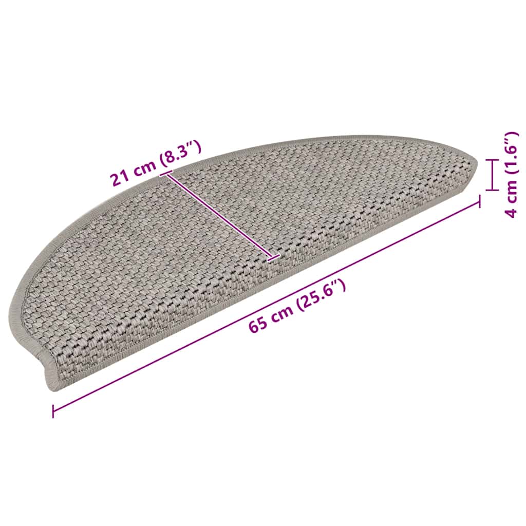 Samoljepljivi otirači za stepenice 15 kom 65x21x4 cm srebrni