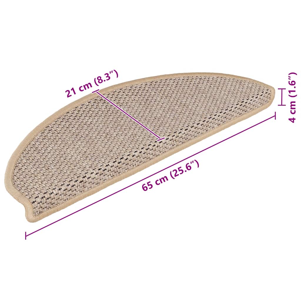 Samoljepljivi otirači za stepenice 15 kom 65x21x4 cm svjetlobež