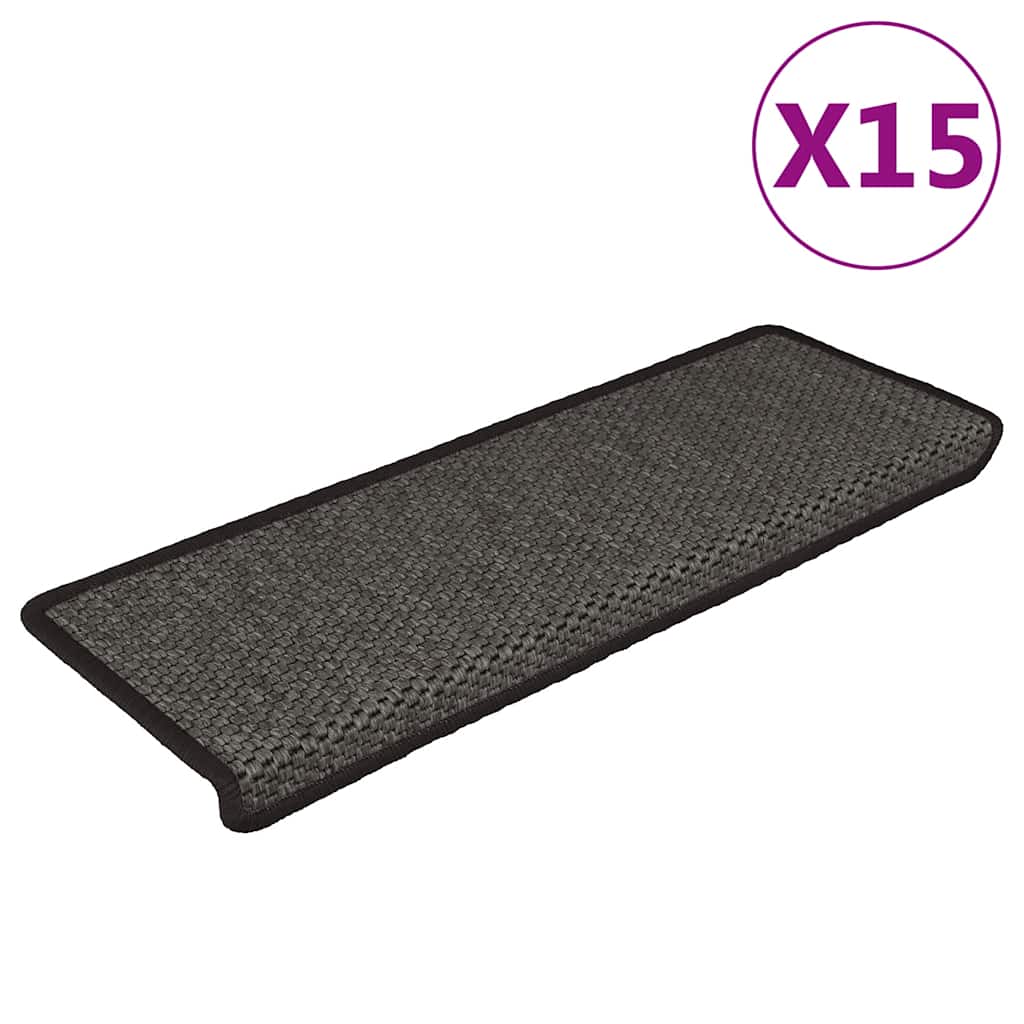 Samoljepljivi otirači za stepenice 15 kom 65x21x4 cm antracit
