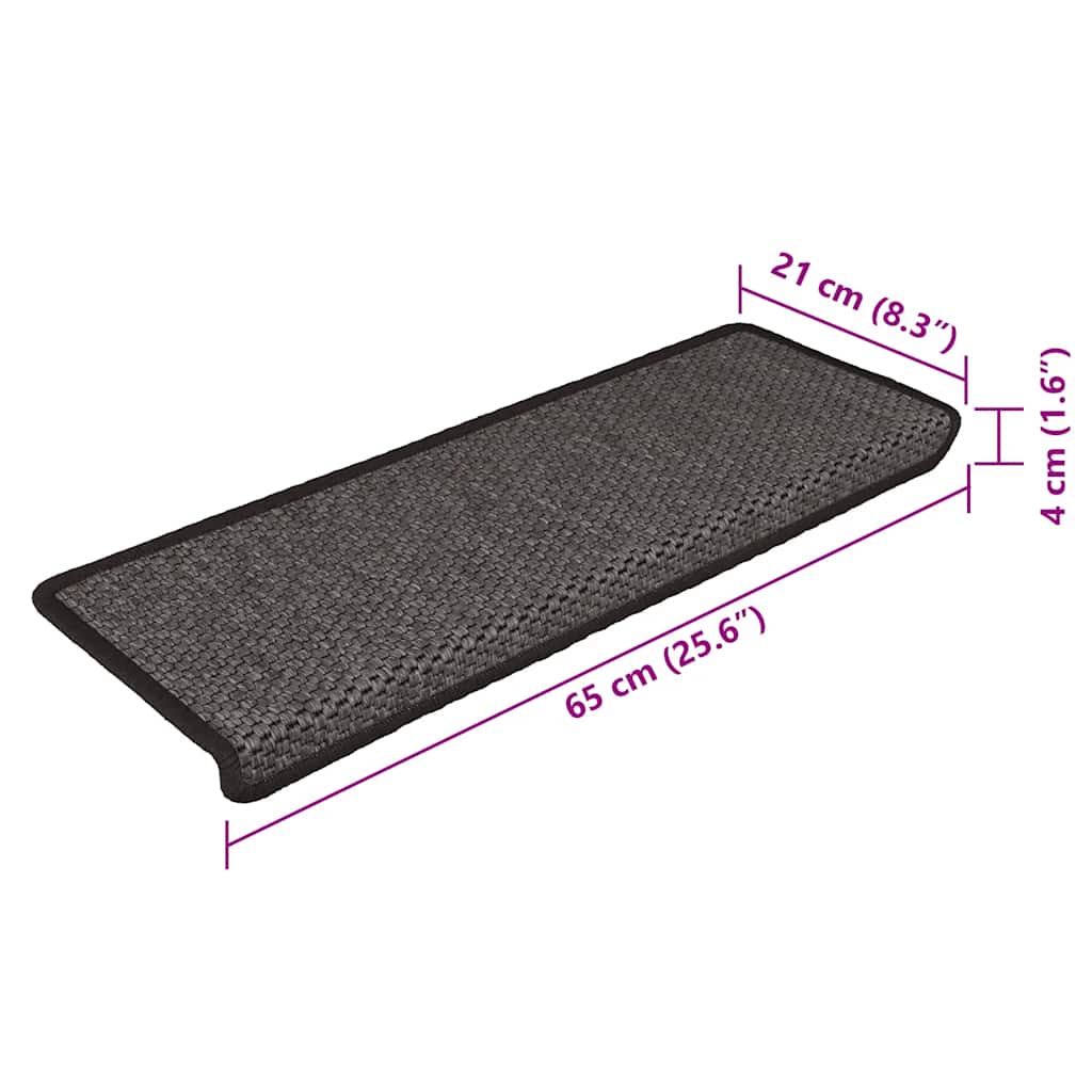 Samoljepljivi otirači za stepenice 15 kom 65x21x4 cm antracit