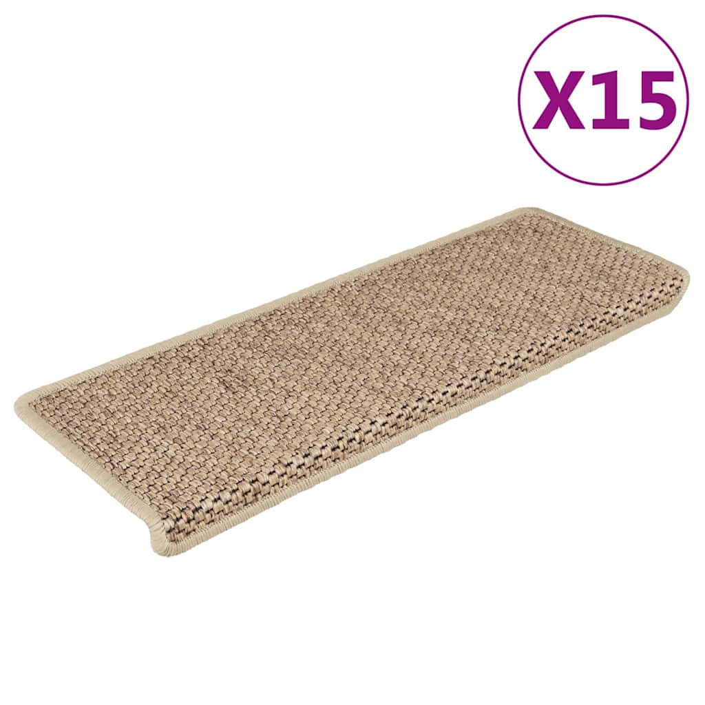 Samoljepljivi otirači za stepenice 15kom 65x21x4cm boja pijeska Smeđa