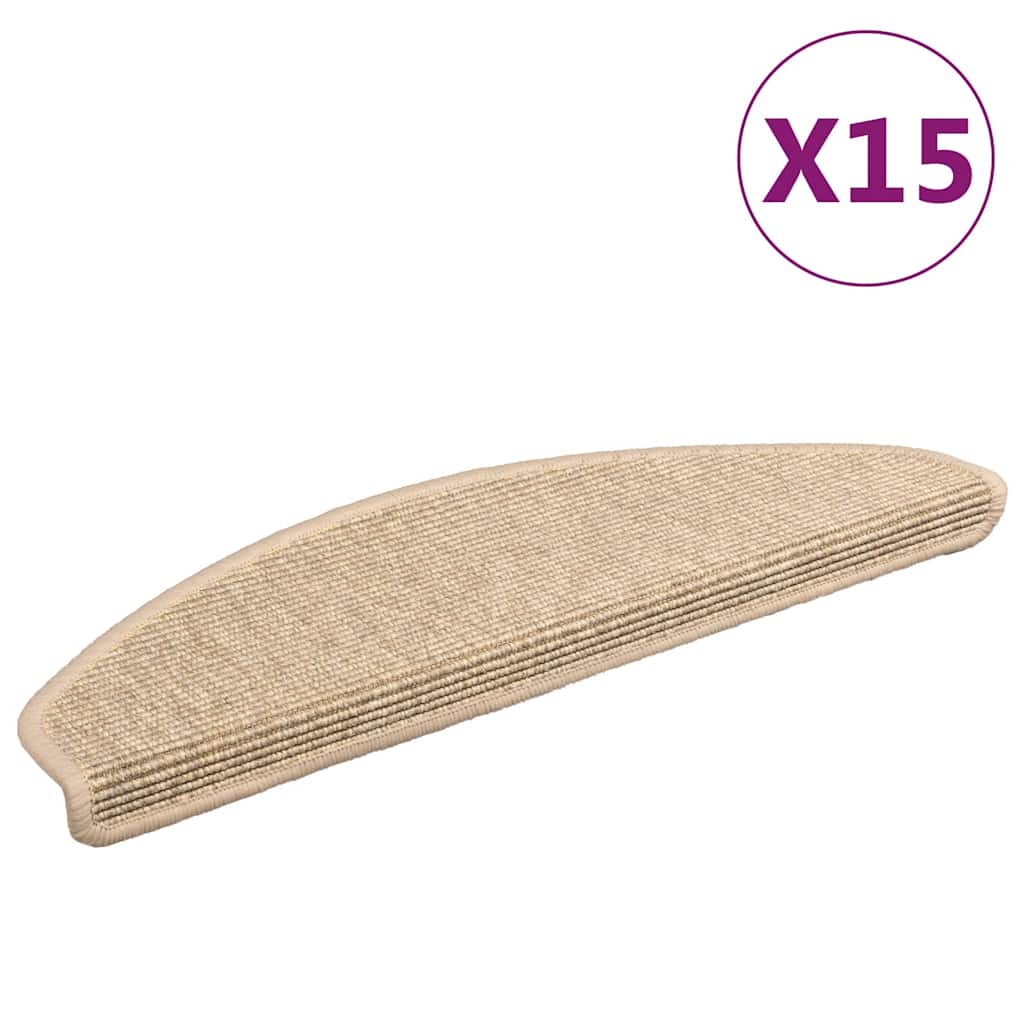 Prostirke za stepenice 15 kom 65x21x4 cm svijetlo bež poluokrugle velike
