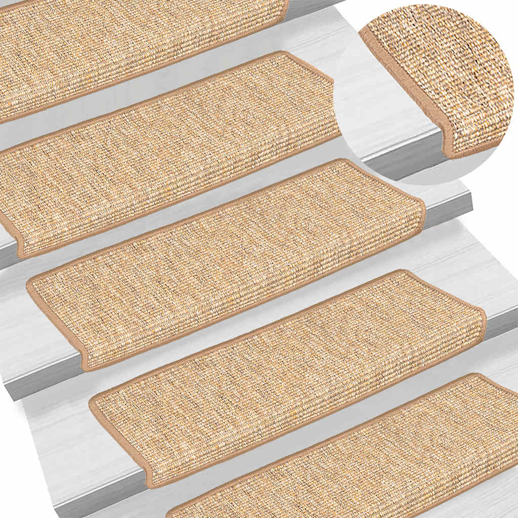 Prostirke za stepenice 15 kom 65x21x4 cm svijetlosmeđe pravokutne rubove