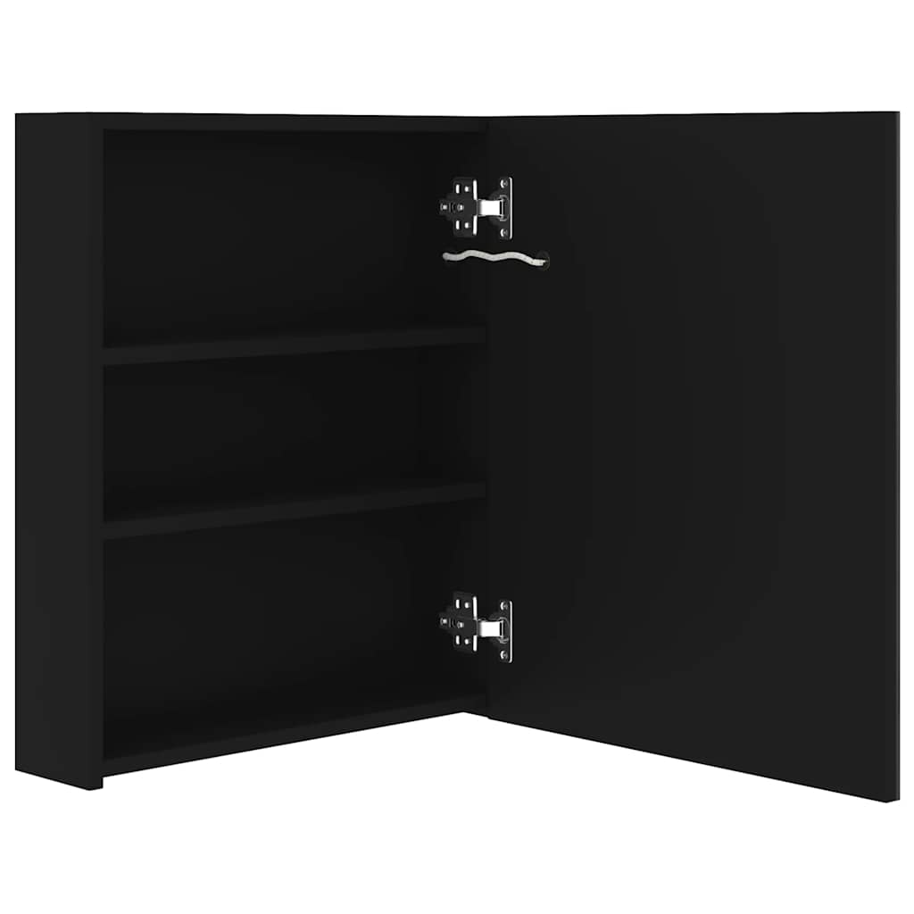 LED kupaonski ormarić s ogledalom crni 50 x 14 x 60 cm