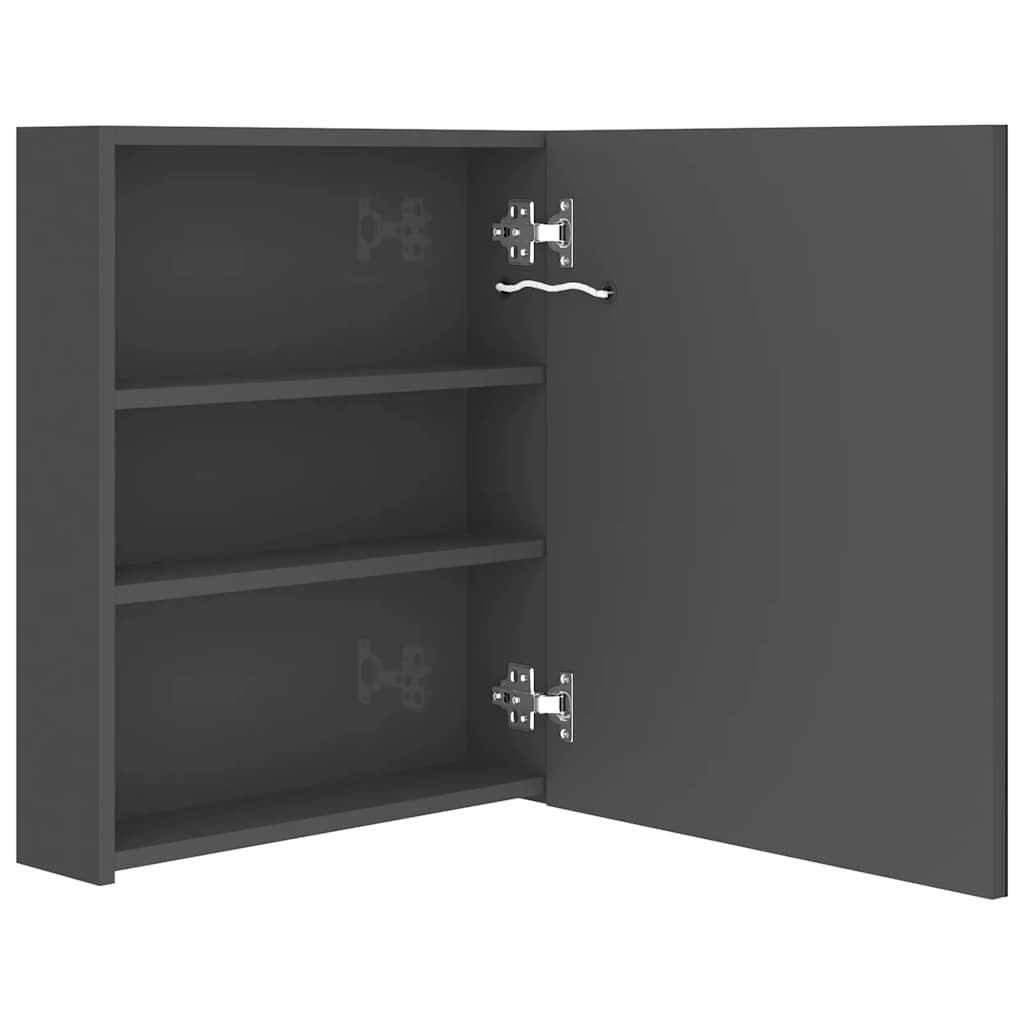 LED kupaonski ormarić s ogledalom sjajni sivi 50 x 14 x 60 cm