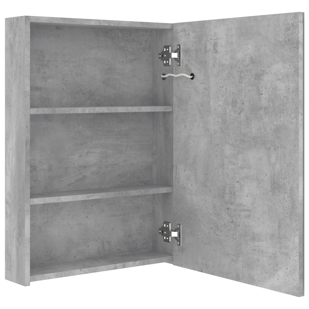 LED kupaonski ormarić s ogledalom boja betona 50 x 14 x 60 cm