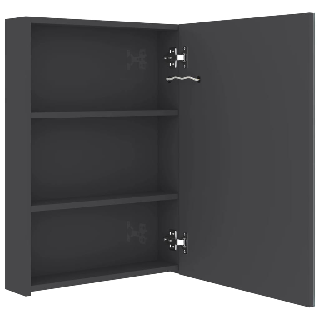 LED kupaonski ormarić s ogledalom sjajni sivi 50 x 13 x 70 cm