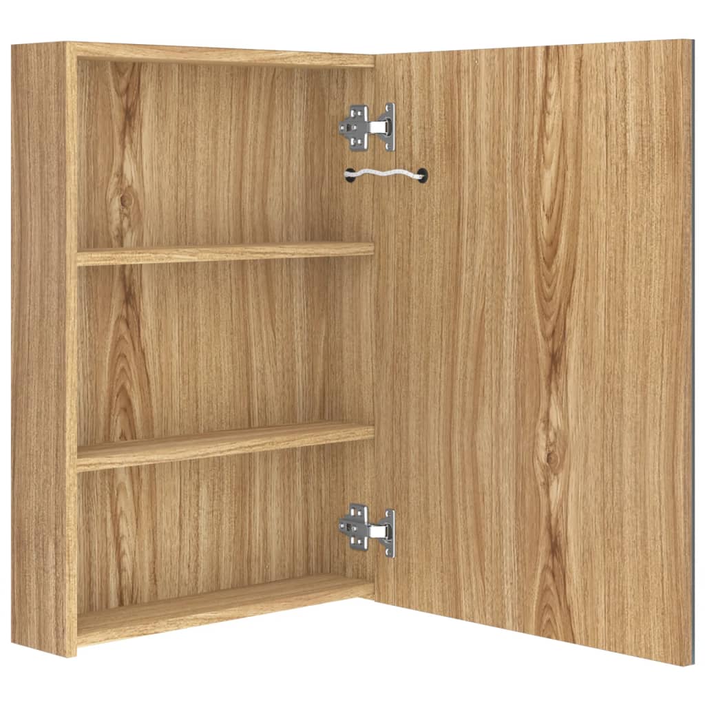 LED kupaonski ormarić s ogledalom boja hrasta 50 x 13 x 70 cm