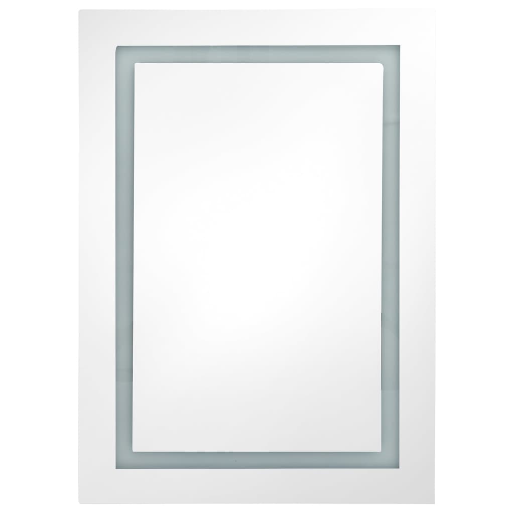 LED kupaonski ormarić s ogledalom bijeli i hrast 50x13x70 cm