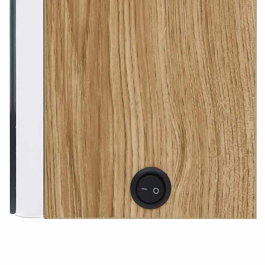 LED kupaonski ormarić s ogledalom bijeli i hrast 50x13x70 cm