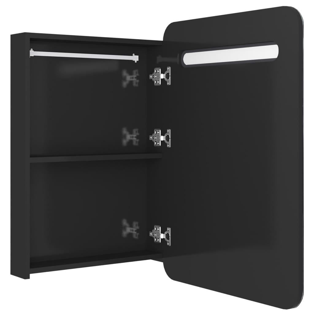 LED kupaonski ormarić s ogledalom sjajni crni 60 x 11 x 80 cm