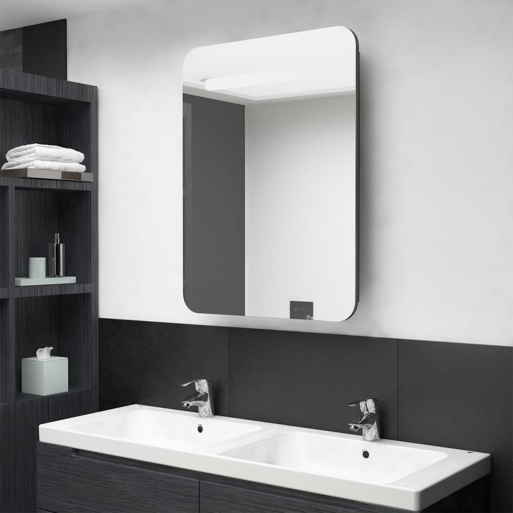 LED kupaonski ormarić s ogledalom sivi 60 x 11 x 80 cm