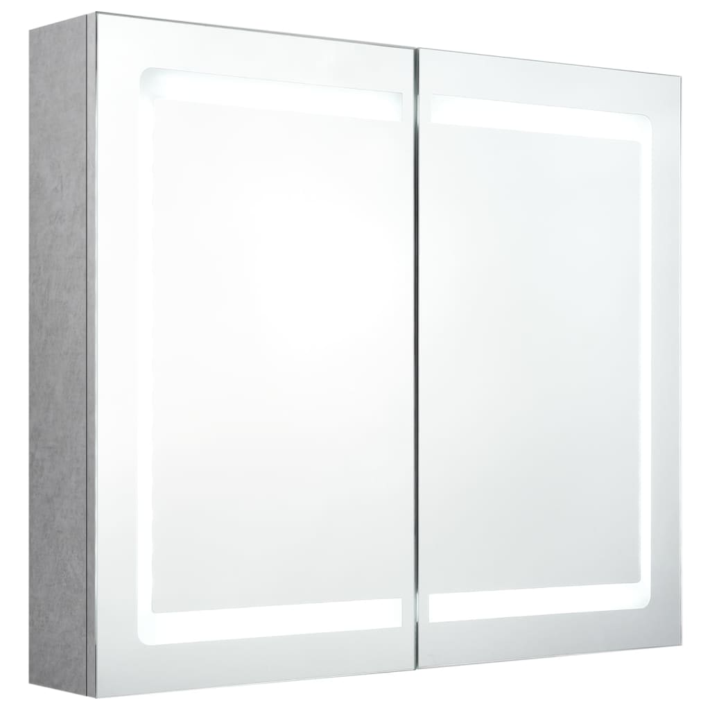LED kupaonski ormarić s ogledalom siva boja betona 80x12x68 cm
