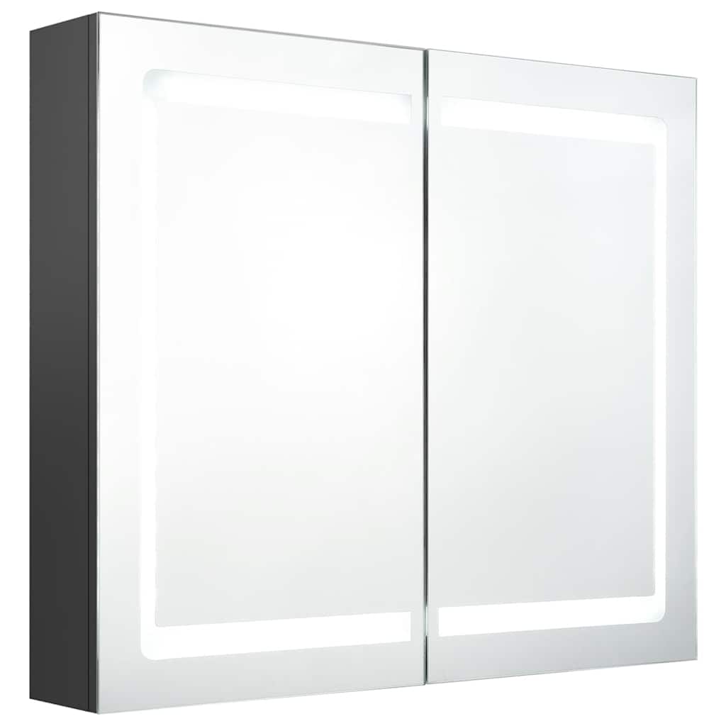 LED kupaonski ormarić s ogledalom sivi 80 x 12 x 68 cm