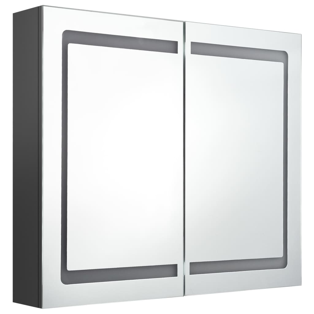 LED kupaonski ormarić s ogledalom sivi 80 x 12 x 68 cm
