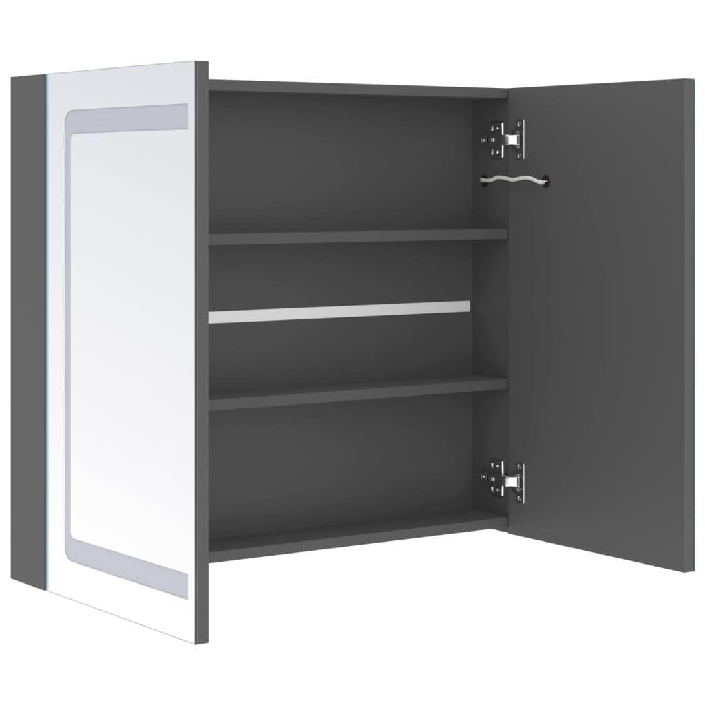 LED kupaonski ormarić s ogledalom sivi 80 x 12 x 68 cm