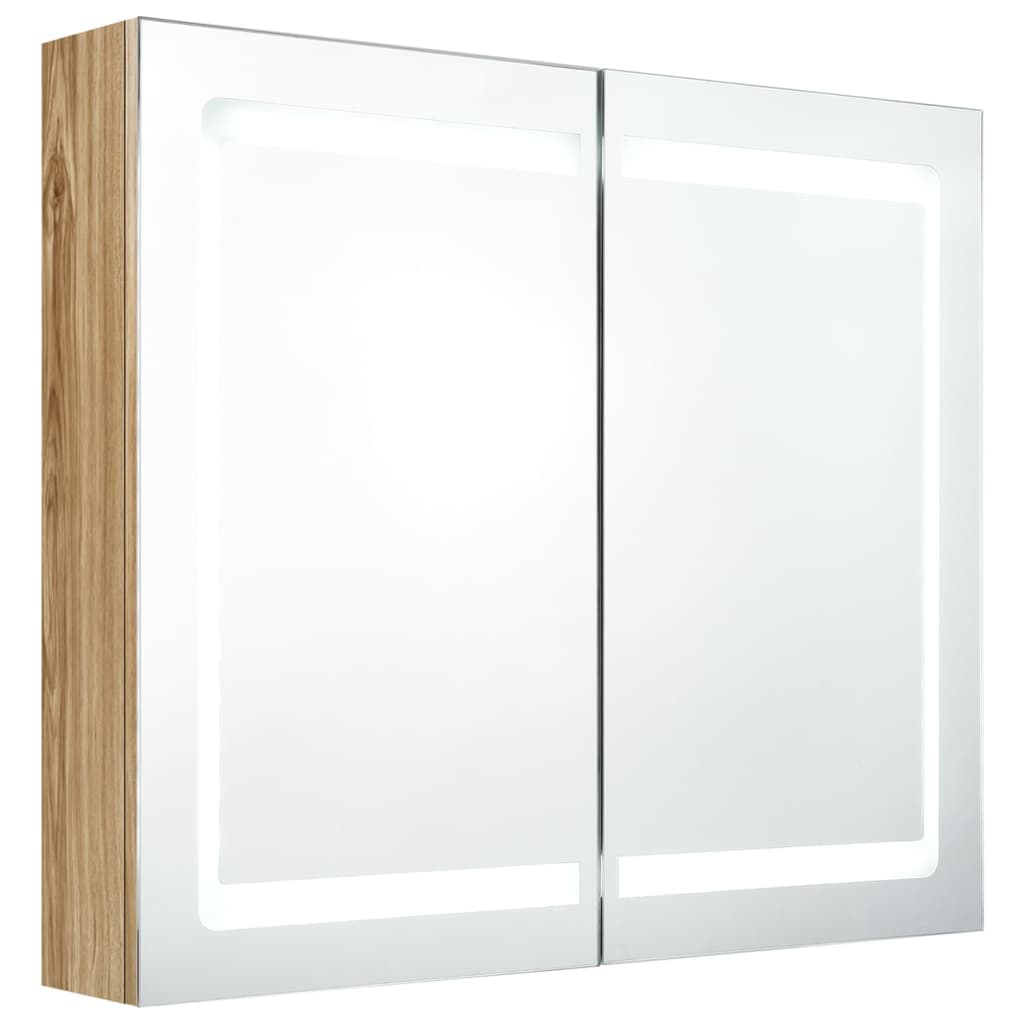 LED kupaonski ormarić s ogledalom boja hrasta 80 x 12 x 68 cm