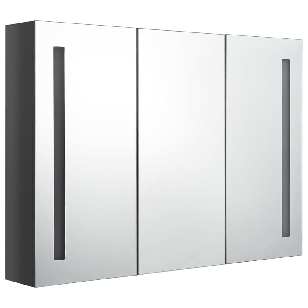 LED kupaonski ormarić s ogledalom 89 x 14 x 62 cm sjajni sivi