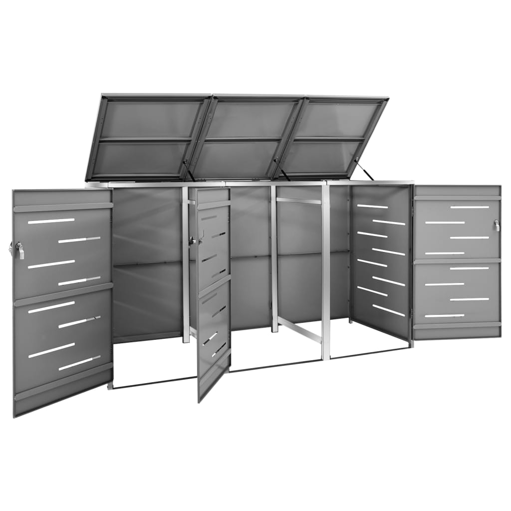 Spremište za tri kante za smeće 207 x 77,5 x 112,5 cm čelično