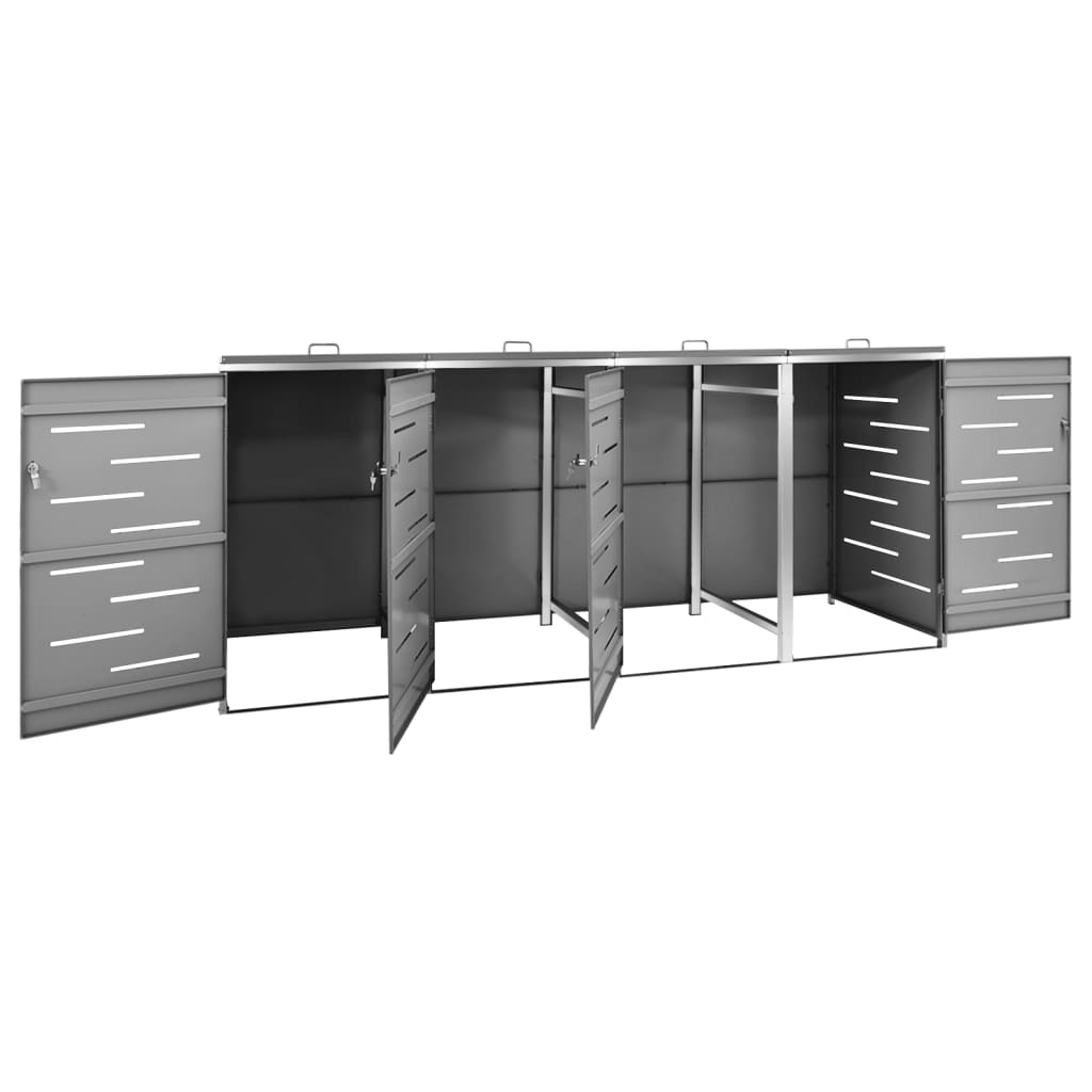Spremište za četiri kante za smeće 276,5x77,5x112,5 cm čelično