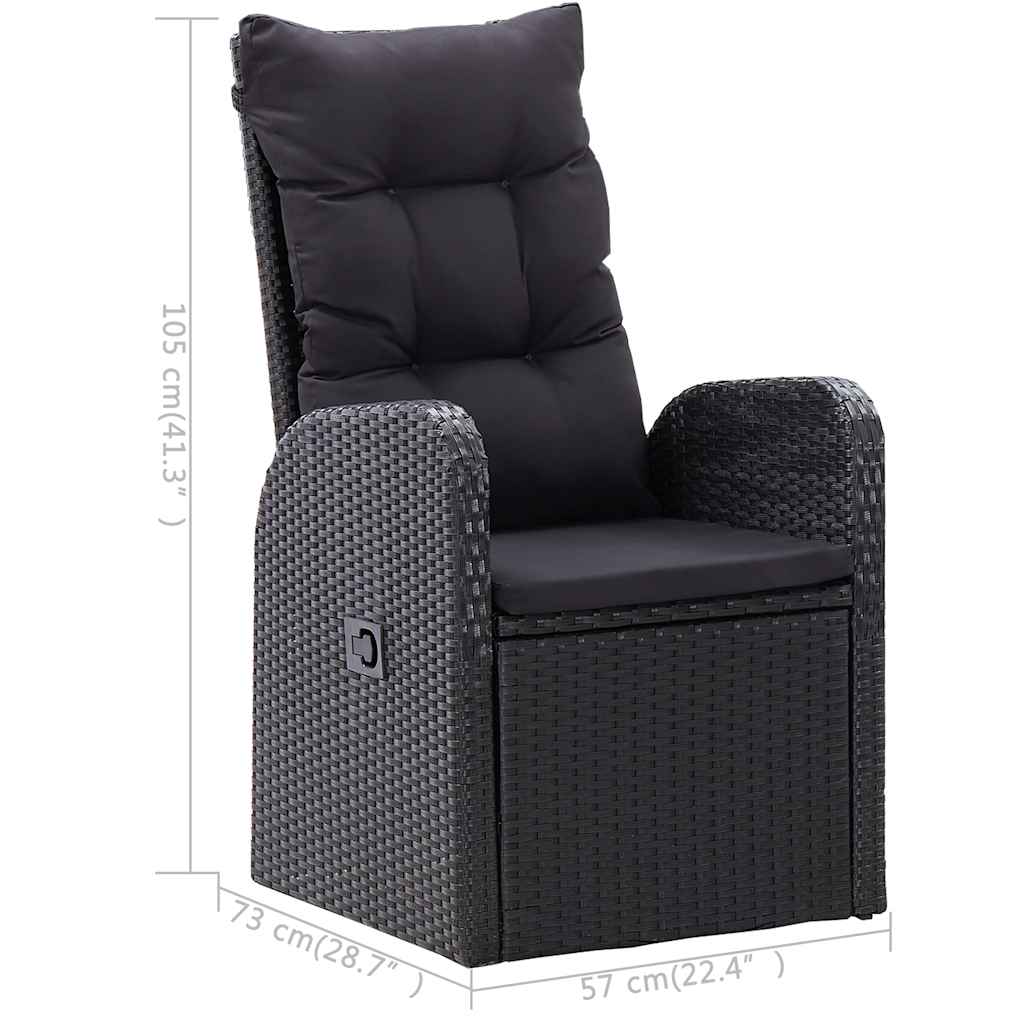 3-dijelni vrtni blagovaonski set crni