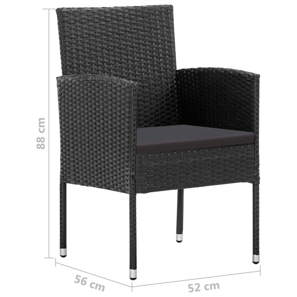5-dijelni vrtni blagovaonski set crni