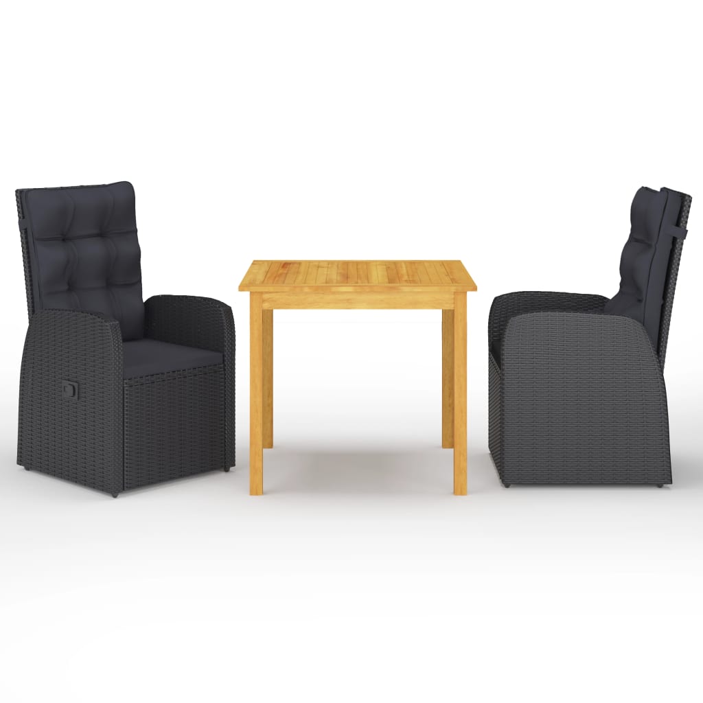 3-dijelni vrtni blagovaonski set crni