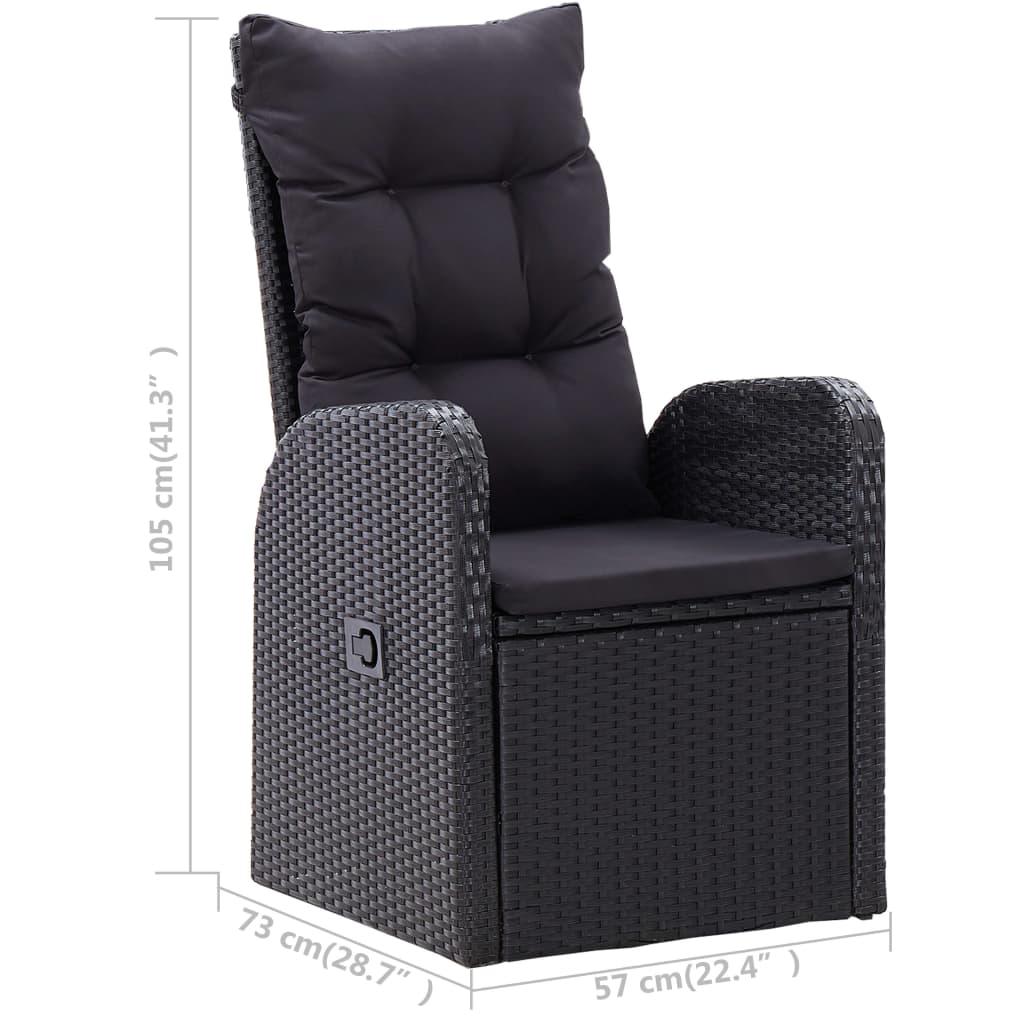 3-dijelni vrtni blagovaonski set crni