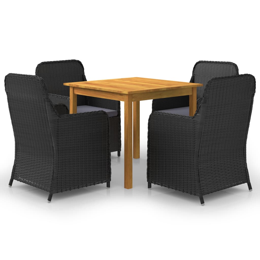 5-dijelni vrtni blagovaonski set crni