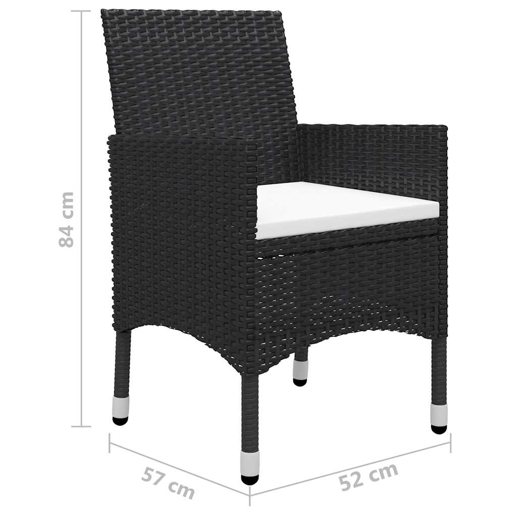 7-dijelni vrtni blagovaonski set crni
