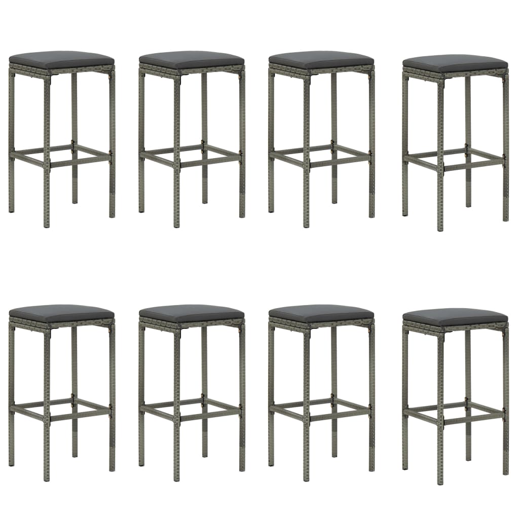 9-dijelni vrtni barski set s jastucima sivi