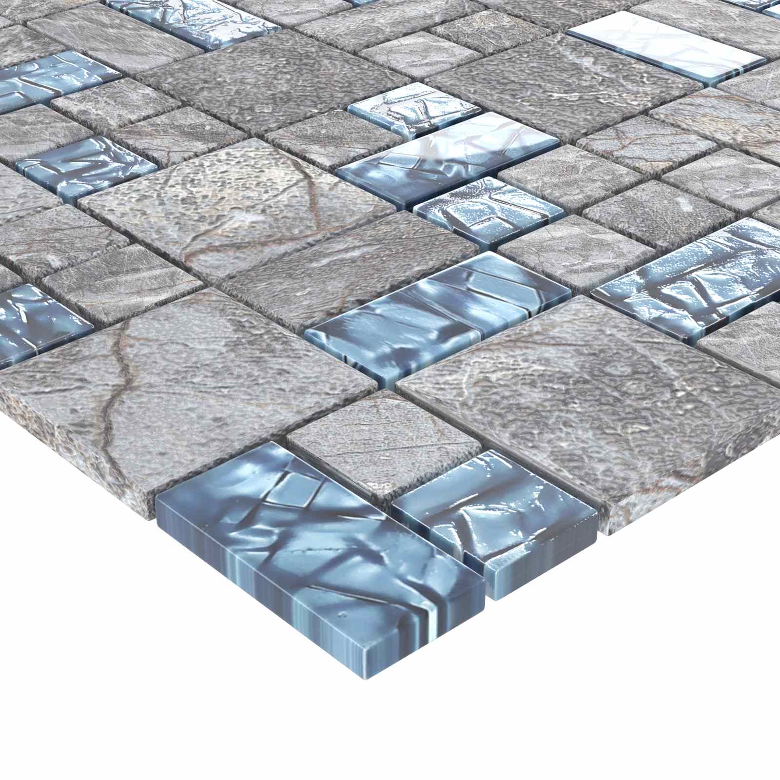 Mosaic keramika 22 pcs Siva i plava 50 x 50 cm Stakl