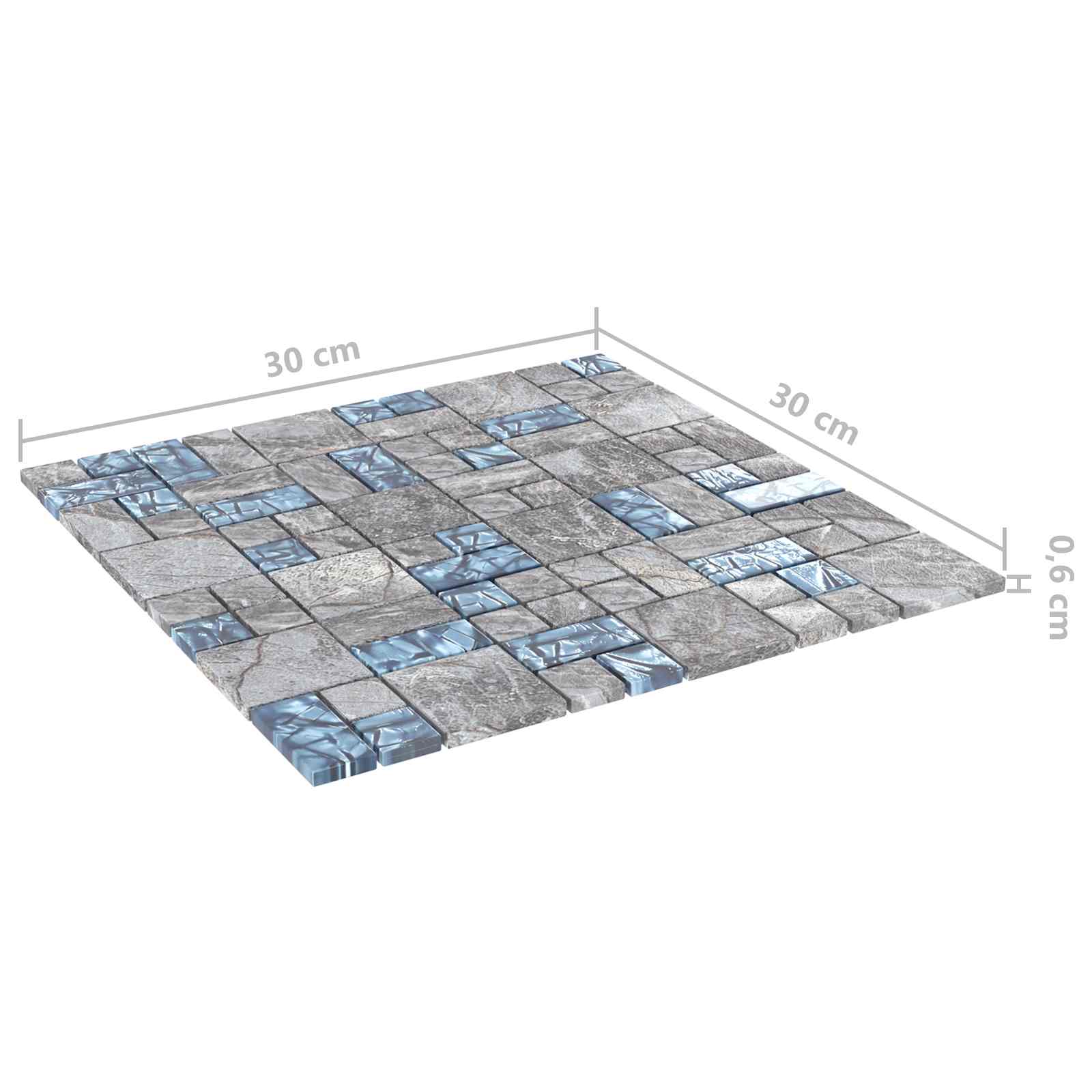 Mosaic keramika 22 pcs Siva i plava 50 x 50 cm Stakl