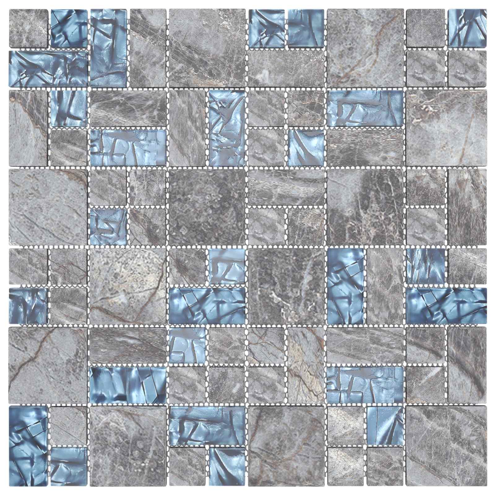Mosaic keramika 22 pcs Siva i plava 50 x 50 cm Stakl