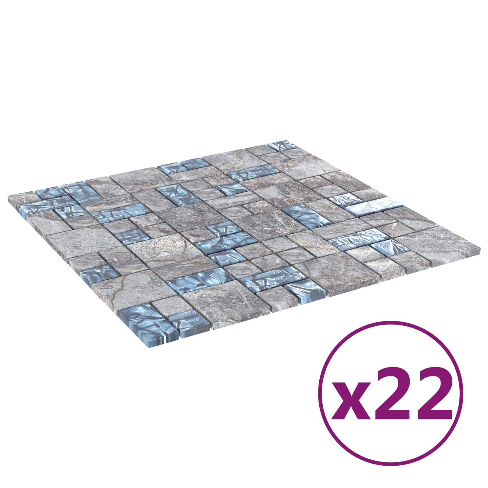 Mosaic keramika 22 pcs Siva i plava 50 x 50 cm Stakl
