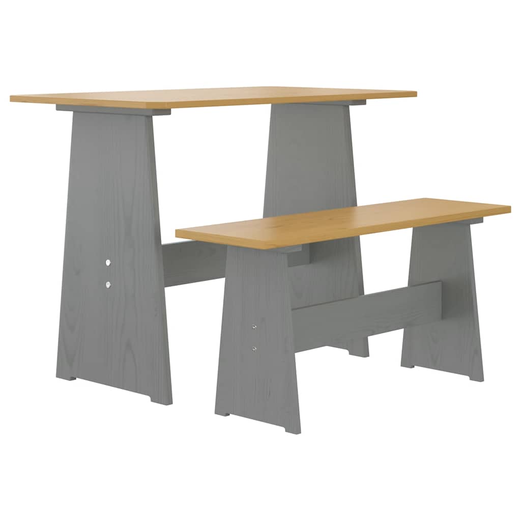Blagovaonski stol s klupom REINE od borovina boja meda i sivi