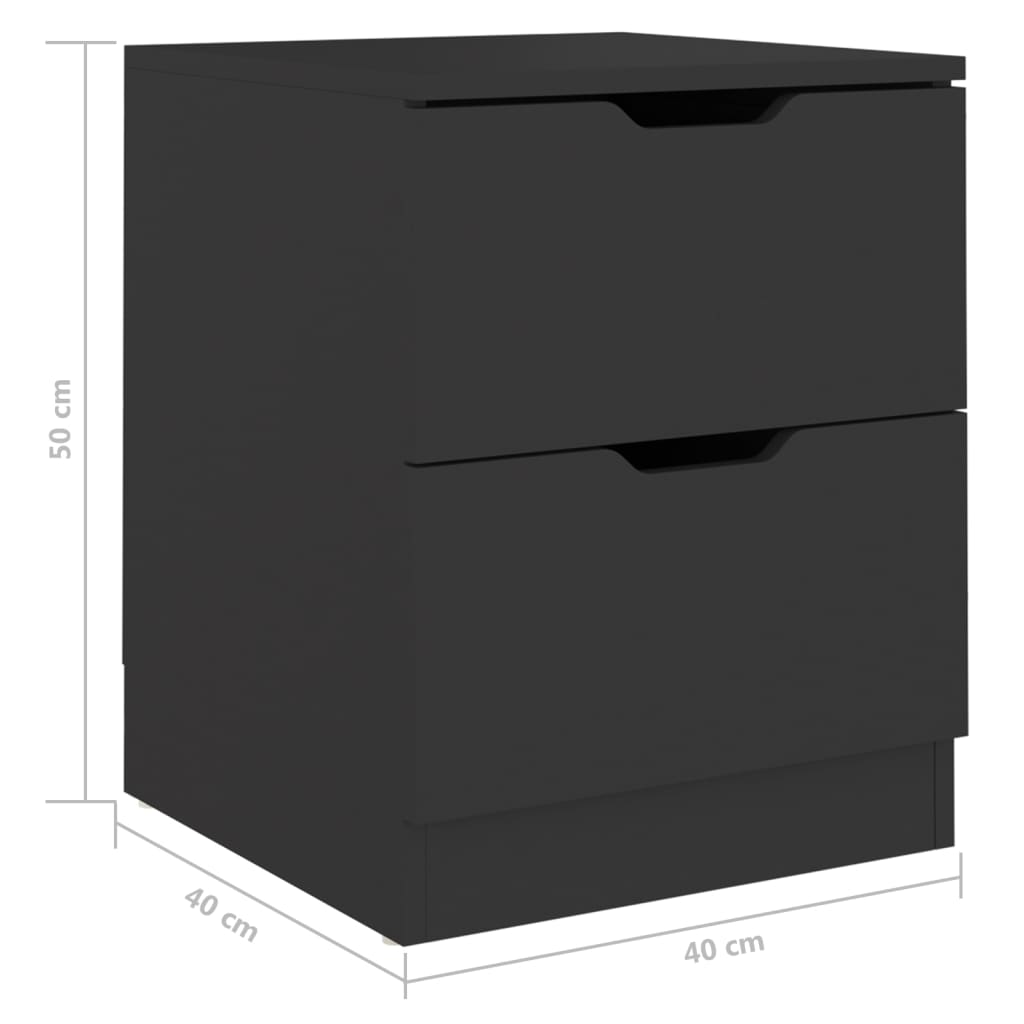 Noćni ormarići 2 kom crni 40 x 40 x 50 cm od konstruiranog drva