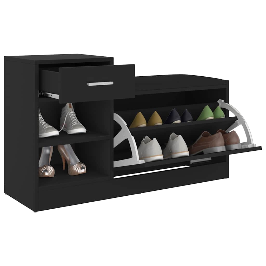Klupa za cipele crna 94,5 x 31 x 57 cm od konstruiranog drva