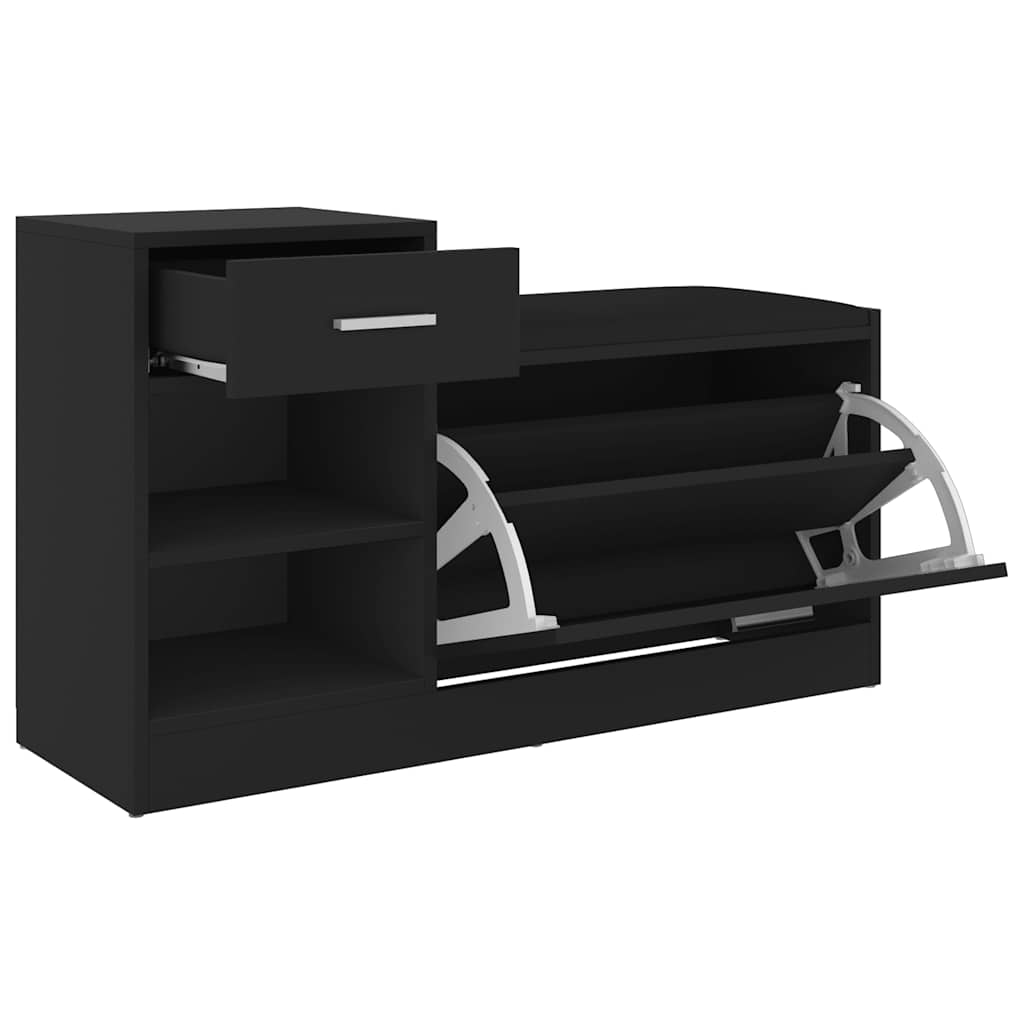 Klupa za cipele crna 94,5 x 31 x 57 cm od konstruiranog drva
