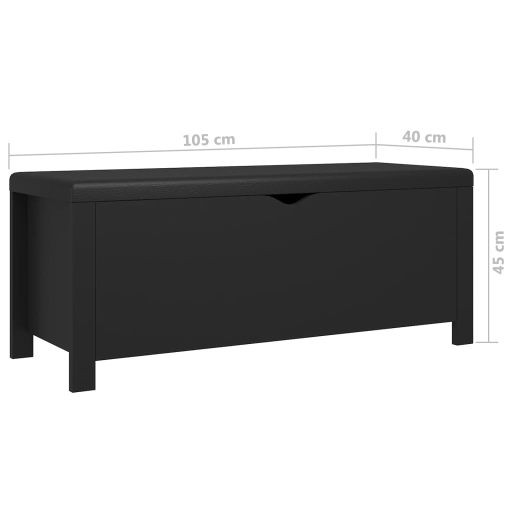 Kutija za pohranu s jastukom crna 105x40x45cm konstruirano drvo