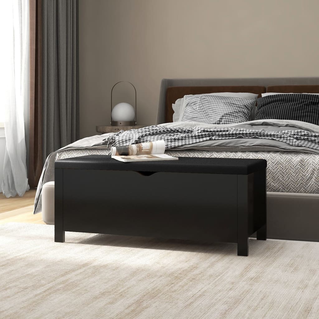 Kutija za pohranu s jastukom crna 105x40x45cm konstruirano drvo