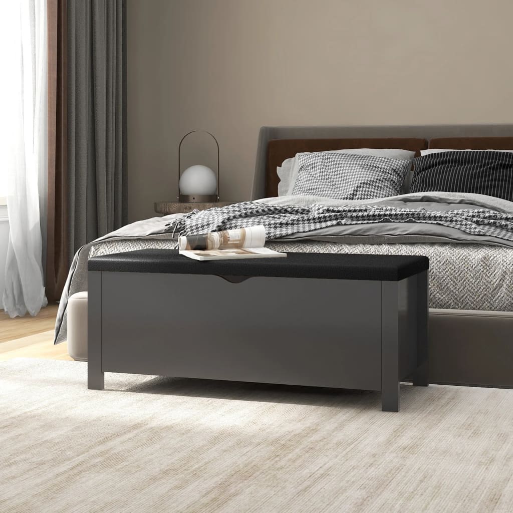 Kutija za pohranu s jastukom siva 105x40x45cm konstruirano drvo