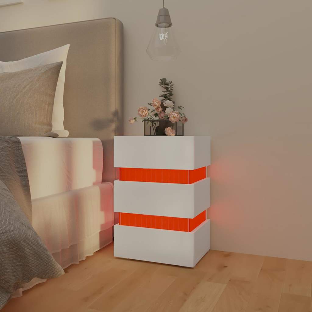 LED noćni ormarić bijeli 45 x 35 x 67 od konstruiranog drva